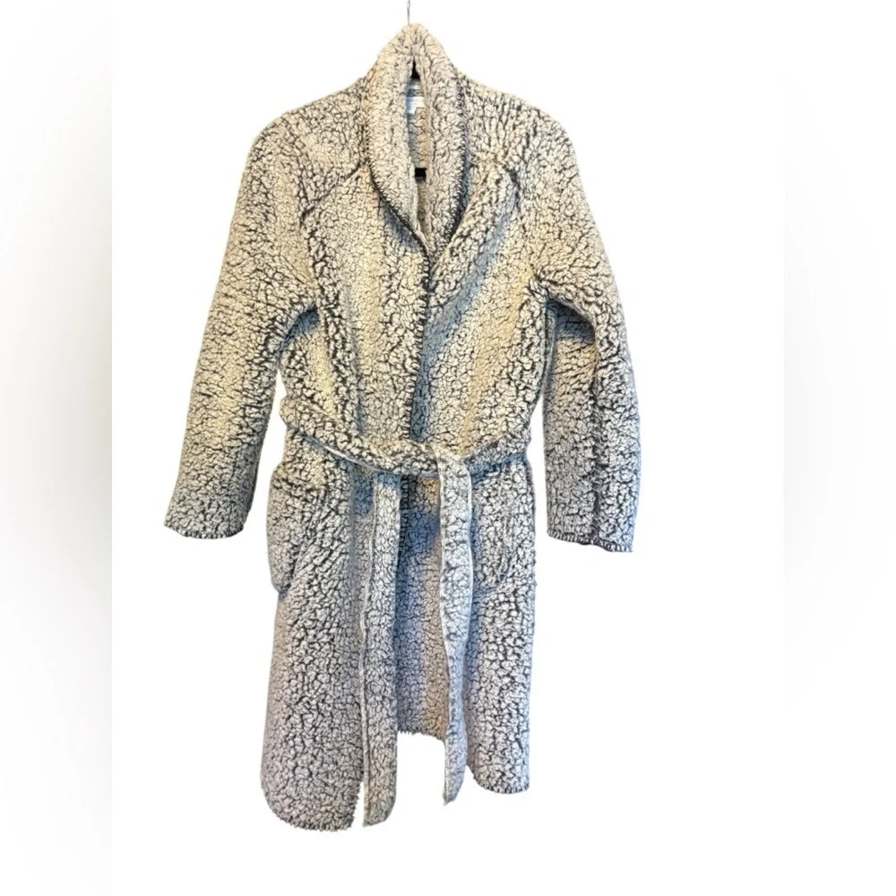NWOT Charter Club Grey Shaggy Teddy Fleece Robe Tie Sweater Sleepwear Size M/L